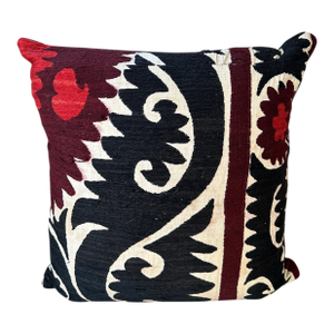 Antique Suzani and Ticking Pillow