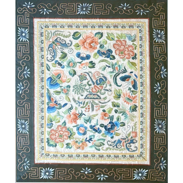 Textile Antique Chinese Kimono Sleeve Embroidery (Peking Knots) For Sale - Image 7 of 8