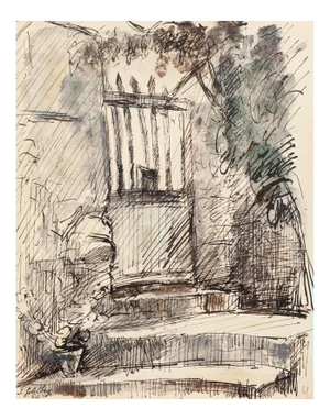 Entry - Original Ink and Watercolor by S. Goldberg - 1952 1952