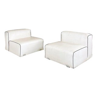 Set of Modern Italian Leather and Steel Armchairs attributed to Kazuhide Takahama for Gavina, 1970s For Sale