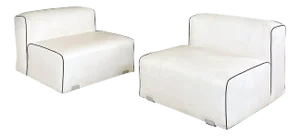 Set of Modern Italian Leather and Steel Armchairs attributed to Kazuhide Takahama for Gavina, 1970s