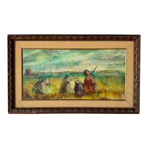 1980s Vintage Impressionist Abstract Landscape Oil on Masonite Painting by Melissa