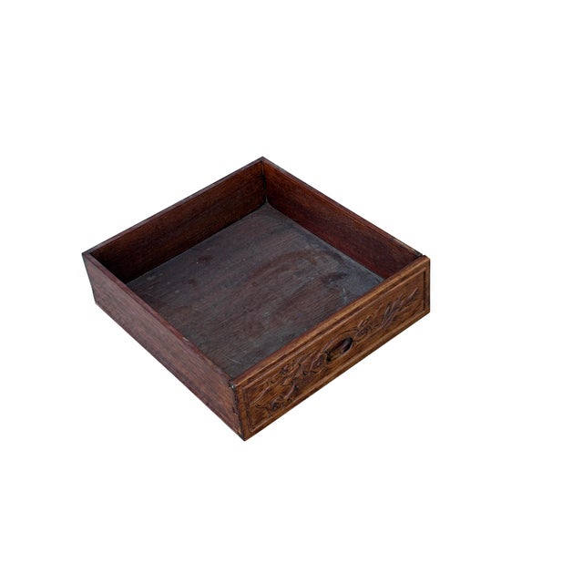 Vintage Natural Wood Pattern Rectangular Drawers Low Coffee Table For Sale - Image 13 of 13