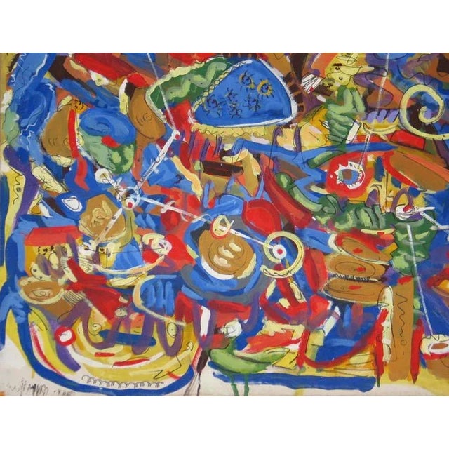 Wood #Very Large Framed 1980s Street Art Inspired Abstract Acrylic Painting by Sto For Sale - Image 7 of 12