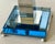 Enhance your Art Deco decor with these lovely candle holders made in New York in chrome with a deep blue glass at the...