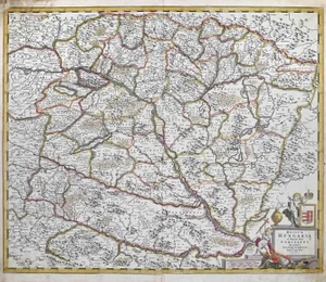 Regnum Hungariae Map Etching by Frederick de Wit, 1680s