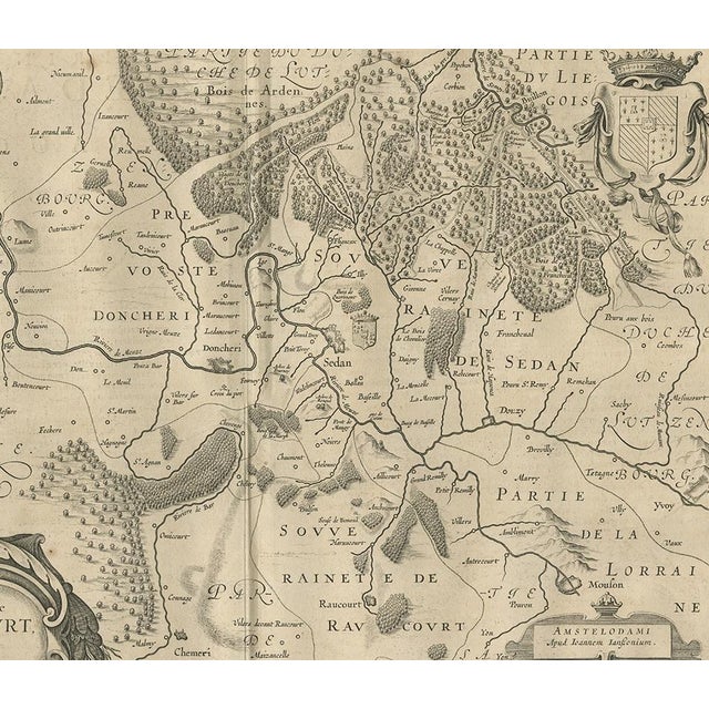 Antique Map of the Region of Sedan and Doncheri by Janssonius, 1657 For Sale - Image 3 of 5