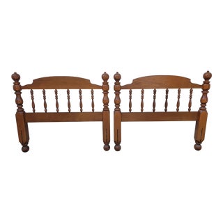 Vintage Maple Canon Ball Twin Headboards - a Pair For Sale