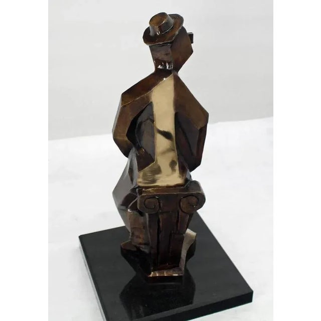 Early 20th Century Mid-Century Modern Picasso Bronze Guitarist Sculpture For Sale - Image 5 of 10