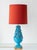 Hand-Carved Turquoise Floral Ceramic Table Lamp with Silk Lampshade from Manises, Spain, 1960s For Sale - Image 16 of 16