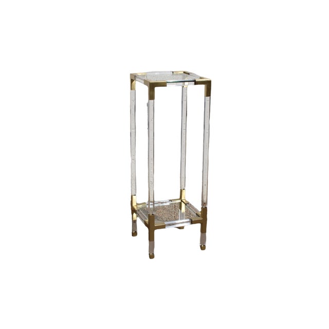 Jonathan Adler Hollywood Regency Brass & Lucite Pedestal Chairish