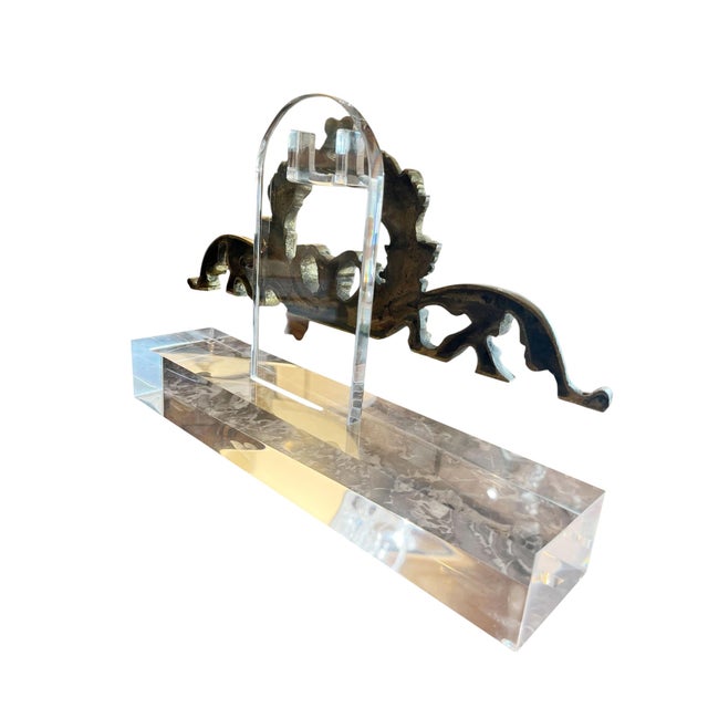 French 19th Century French Brass Fragment on Custom Lucite Mount For Sale - Image 3 of 4