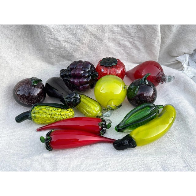 Mid-Century Modern Vintage 1970s Large Blown Glass Fruits & Veggies - Set of 14 For Sale - Image 3 of 5