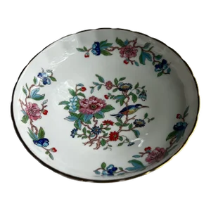 Aynsley Pembroke Bone China Footed Candy Dish With Bird and Flowers
