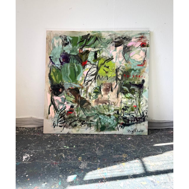 Textile Contemporary Abstract Acrylics , Oil and Charcoal on Raw Canvas "In the Hammock" by Petra Schott For Sale - Image 7 of 8