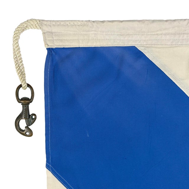 Rustic Large Vintage Sewn Nautical Signal Flag For Sale - Image 3 of 5