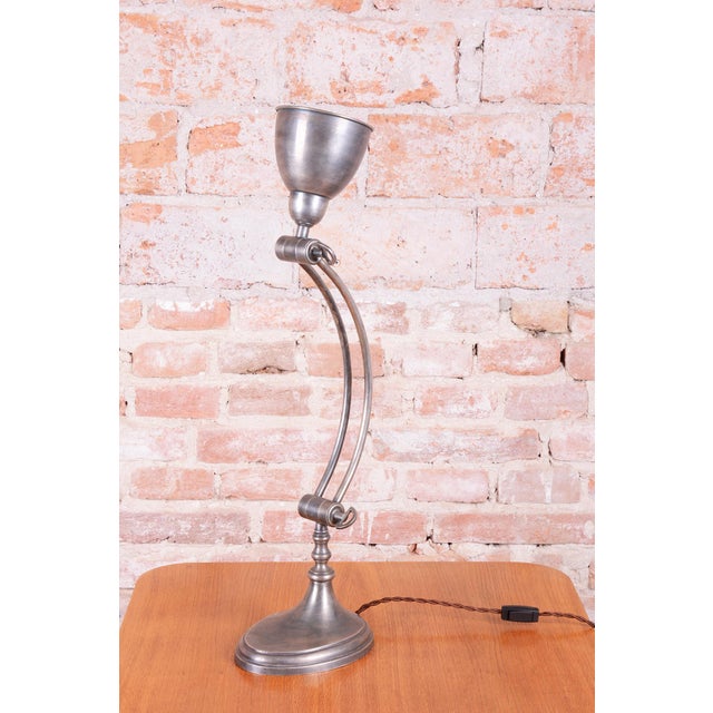 Metal Art Deco Table Lamp in Chrome-Plated Steel, France, 1920s For Sale - Image 7 of 14