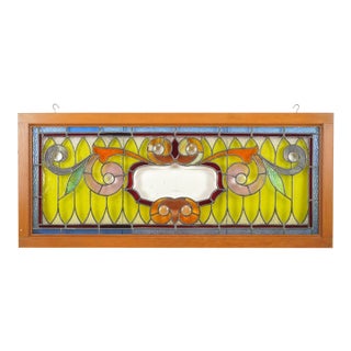 Victorian Scrolling Foliage Stained Glass Window For Sale