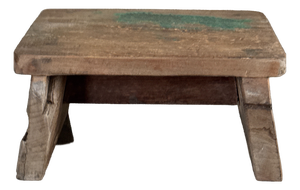Small Occasional Stool in Upcycled Teak with Traces of Green Chrome on the Top, 1990s