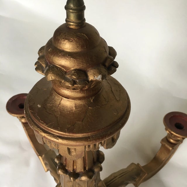 Early 20th Century Antique Italian Carved Giltwood Chandelier With Timeworn Gilding, Late 19th Century For Sale - Image 5 of 10