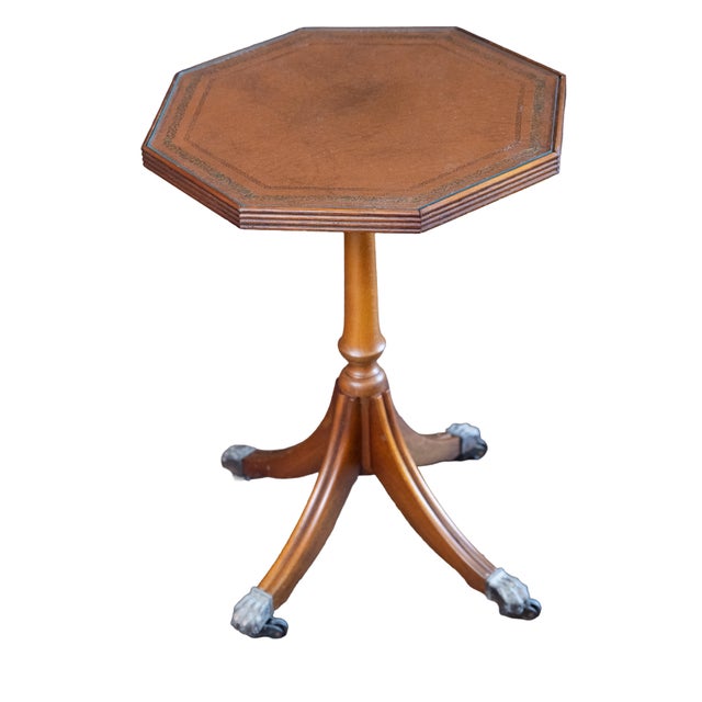 English English Wine or Cocktail Table With Octagonal Leather Top (Two Available) For Sale - Image 3 of 8