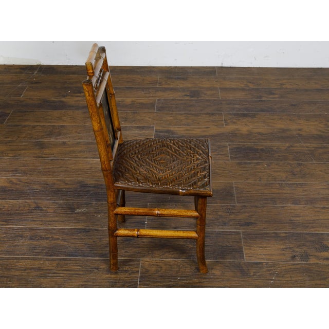 Wood Small Signed Perret et Vibert Late 19th Century Chinoiserie Bamboo Chair For Sale - Image 7 of 12