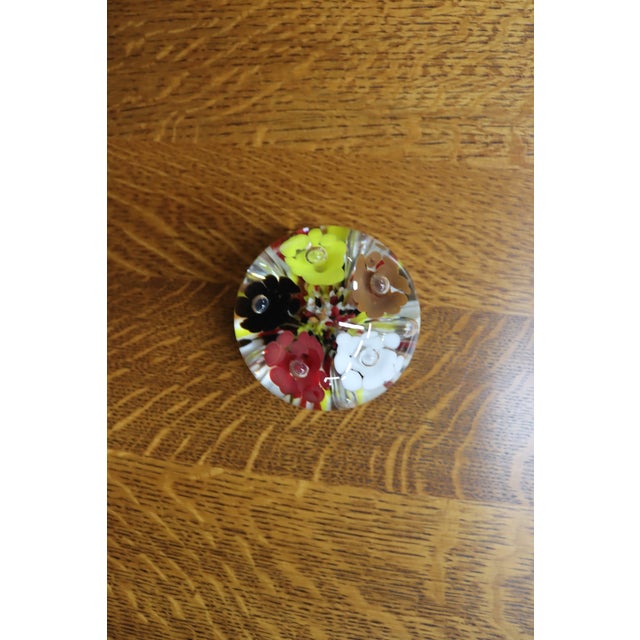 2000 - 2009 Multicolor Floral Art Glass Paperweight For Sale - Image 5 of 6