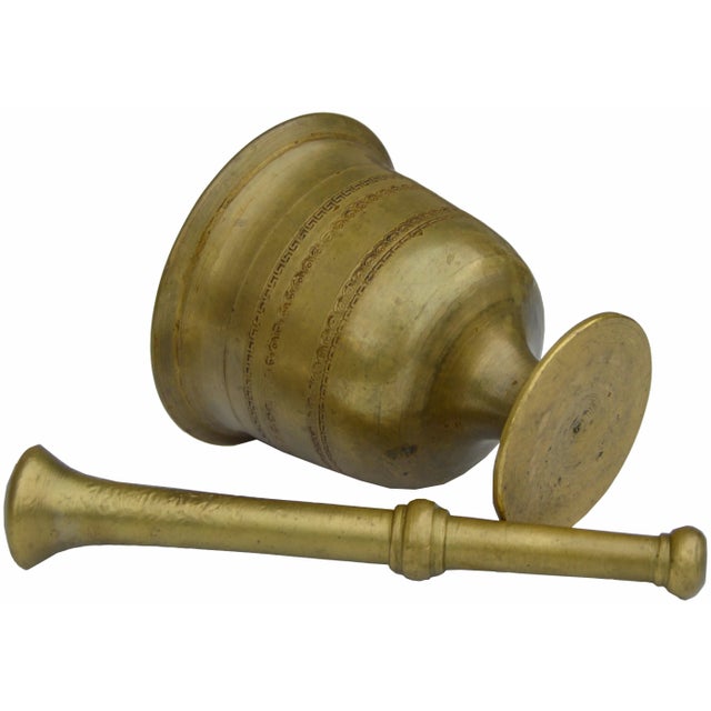Antique Engraved Mortar & Pestle For Sale - Image 4 of 5