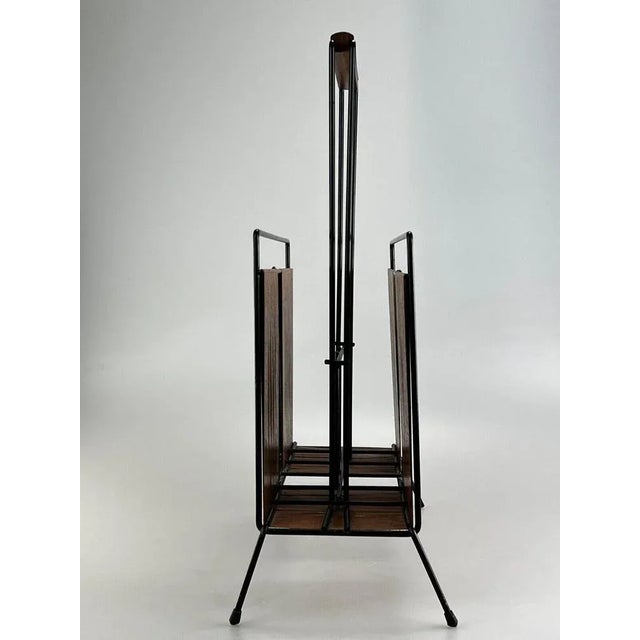Mid-Century Modern Mid-Century Newspaper Stand in Metal & Teak For Sale - Image 3 of 11