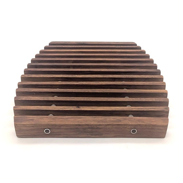 Mid-Century Modern 1960s Danish Teak Wood and Aluminum Trivet For Sale - Image 3 of 10