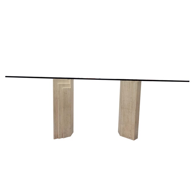 Mid-Century Modern San Dining Table in Italian Travertine Marble by Joaquín Moll for Meddel, 1987 For Sale - Image 3 of 9