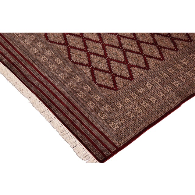 1980s Shabby Chic Tribal Bokhara Red/Taupe Hand Knotted Wool Rug For Sale - Image 4 of 9