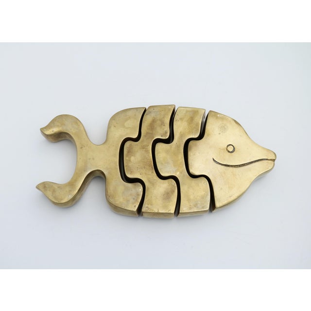 Modern Vintage Brass Fish Puzzle, Table-Top Decor For Sale - Image 3 of 10