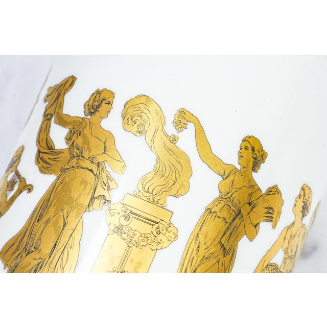 Nice Cylinder Antique Neoclassical Porcelain Gold White Vase Gerold Porzellan Bavaria West Germany For Sale In New York - Image 6 of 13