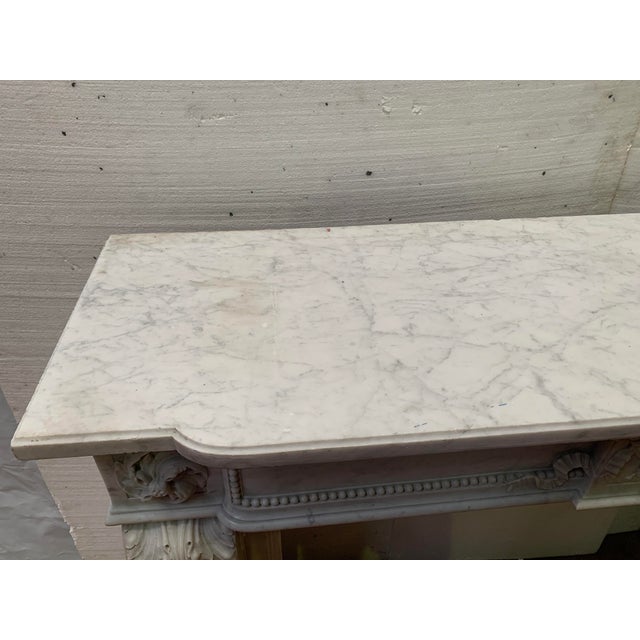 Louis XVI Style Fireplace in White Carrara Marble, 1800s For Sale - Image 14 of 18