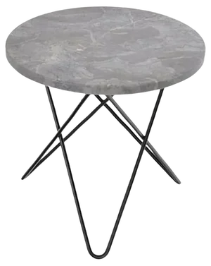 Grey Marble and Black Steel Mini O Table by OxDenmarq