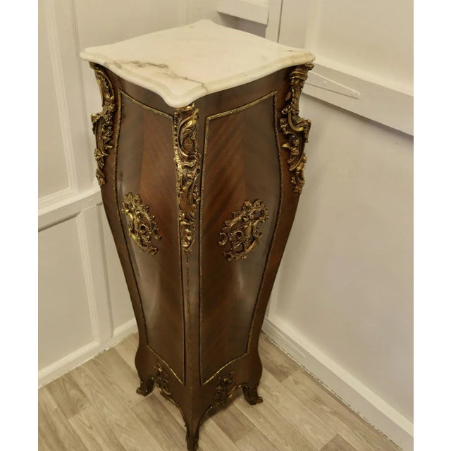 Large French Rococo Walnut and Ormolu Pedestal For Sale - Image 4 of 9