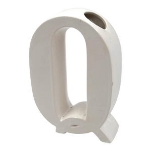 Space Age White Q Letter Shaped Ceramic Solifleur Vase, Marcel Radureau France, Circa 1970