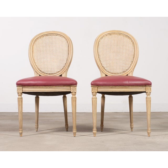Mid 20th Century Set of Eight Louis XVI Style Caned Painted Dining Chairs For Sale - Image 5 of 18