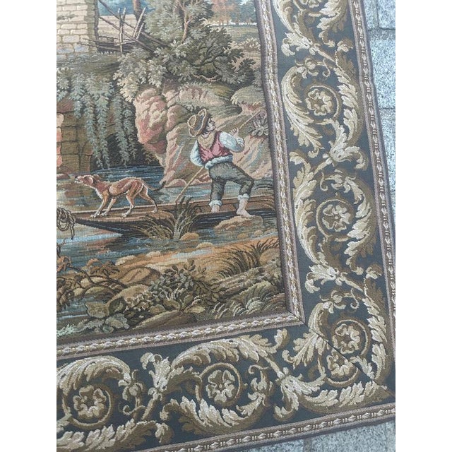 Nice French Aubusson Style Jacquard Tapestry Riverside, 1970s For Sale - Image 9 of 18