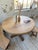 Vintage Round Oak Table and Benches, 1950s, Set of 3 For Sale - Image 12 of 18