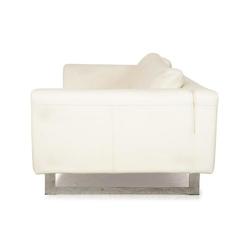 Modern White Leather 3-Seater Sofa from La Nuova Casa For Sale - Image 3 of 4