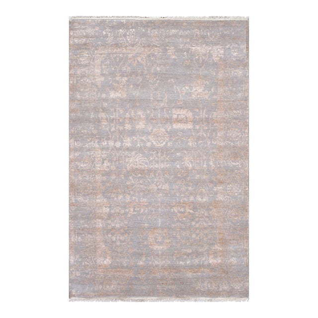 Pasargad Home Transitional Silver Area Rug, 4' 0'' X 6' 3'' For Sale