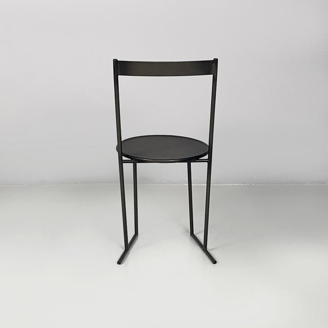 1980s Italian Modern Black Metal Chairs by Emilio Nanni for Fly Line, 1980s, Set of 4 For Sale - Image 5 of 18