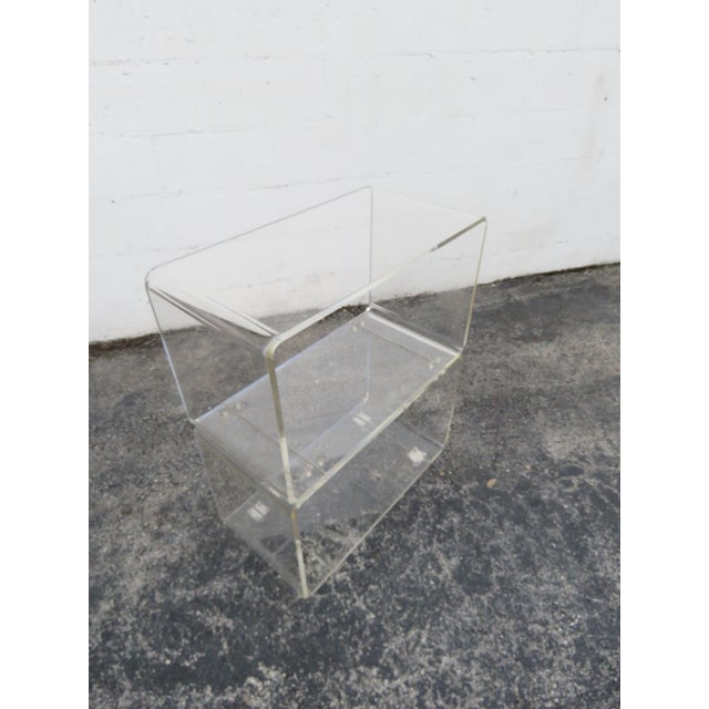Mid Century Modern Two Tiers Lucite Acrylic Rolling Tea Cart Bar 6097 For Sale - Image 12 of 17