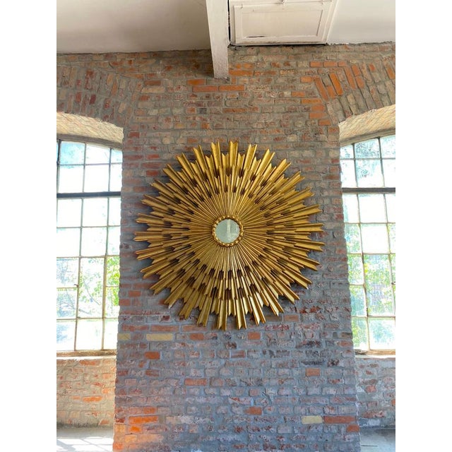 Large Gilded Triple Layered Sunburst Mirror, Spain, 1950s For Sale - Image 4 of 13