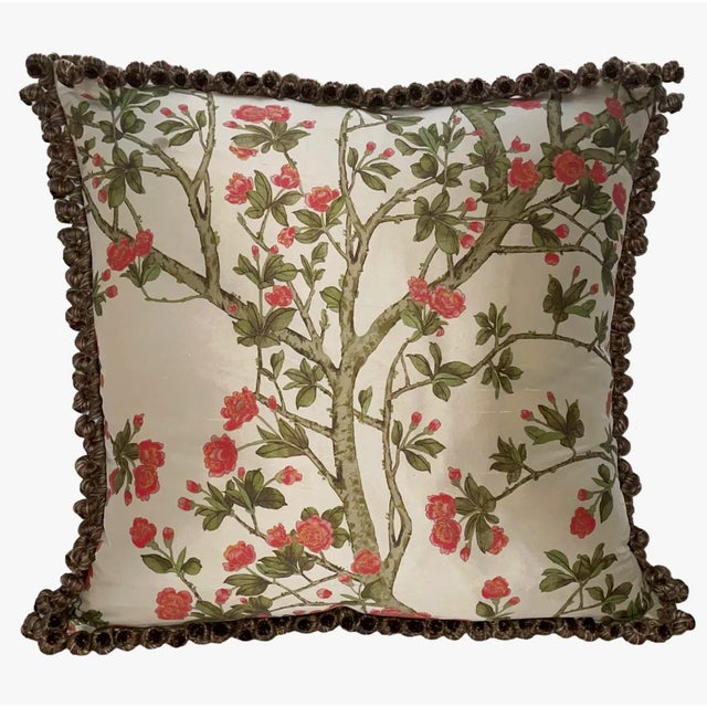 The House Of Scalamandre Reversible pillow Framed with Onion fringe, zipper closure, down feather insert included...