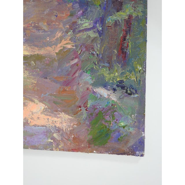 Late 20th Century Late 20th Century Plein Air Impressionist Woodland Landscape Painting For Sale - Image 5 of 7