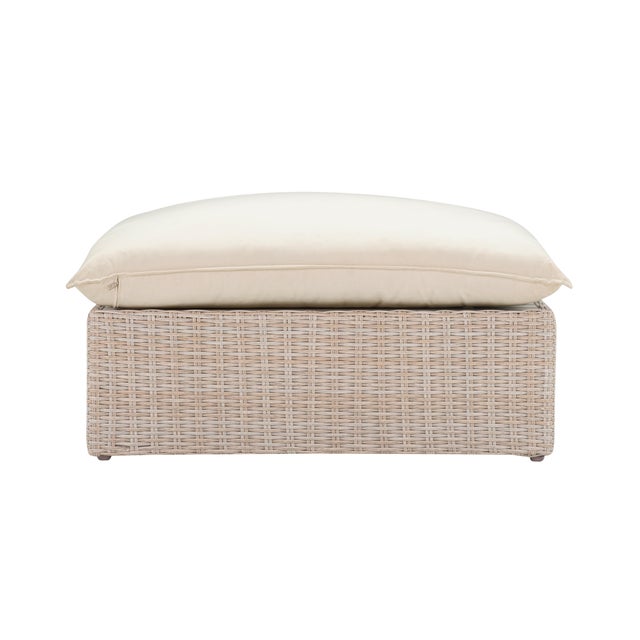 2020s Cali Natural Wicker Outdoor Ottoman For Sale - Image 5 of 8