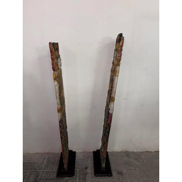Pair of Balinese Statues in Compressed Wood, 1900s, Set of 2 For Sale - Image 7 of 14